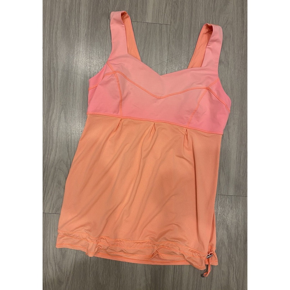 Lululemon Adjustable Work Out Tank Top Womens Blouse Size 10 Orange/Pink *Flaws*